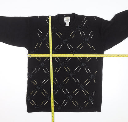 Bentley Womens Black Beaded Knit Pullover Jumper Size L