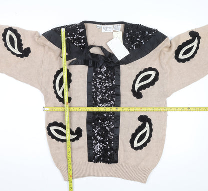 Bonnie and Bill Women’s Beige Sequin Knit Pullover Jumper Size M