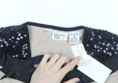 Bonnie and Bill Women’s Beige Sequin Knit Pullover Jumper Size M