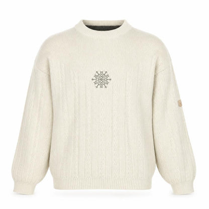 Point Zero Men Beige Crew Neck Cable-Knit Jumper M