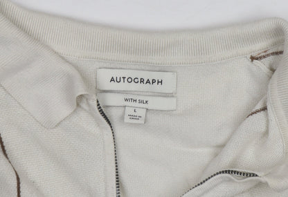 Marks and Spencer Autograph Men's Ivory Long Sleeve Knit Polo L
