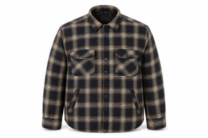 EASY Men’s Brown Check Flannel Button Jacket L