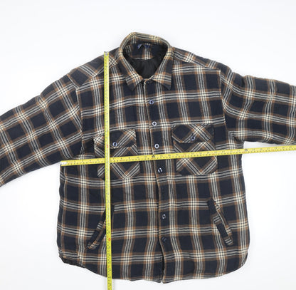 EASY Men’s Brown Check Flannel Button Jacket L