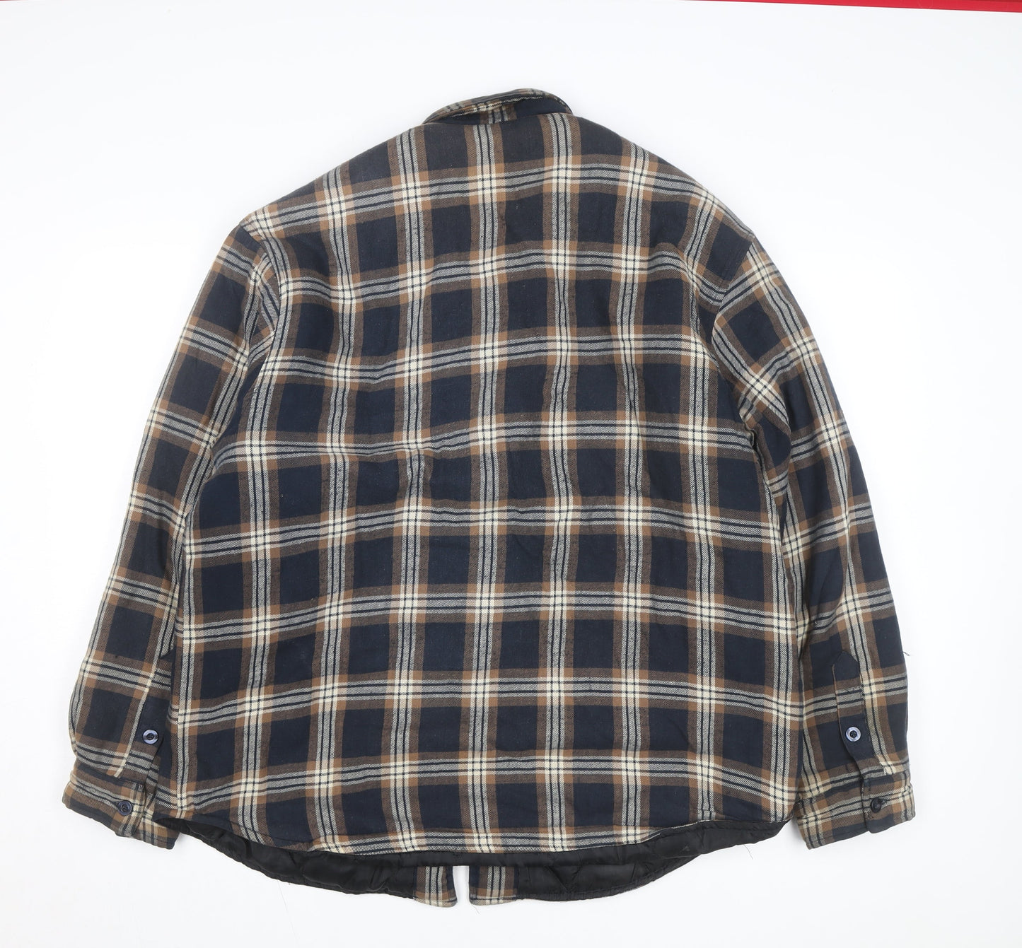 EASY Men’s Brown Check Flannel Button Jacket L