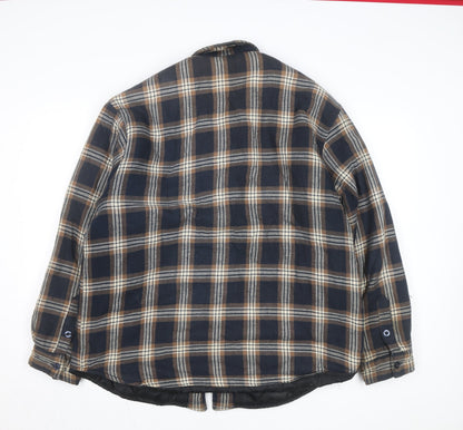 EASY Men’s Brown Check Flannel Button Jacket L