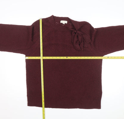 Love & Roses Women’s Red Bow Neck Knit Jumper Size 16