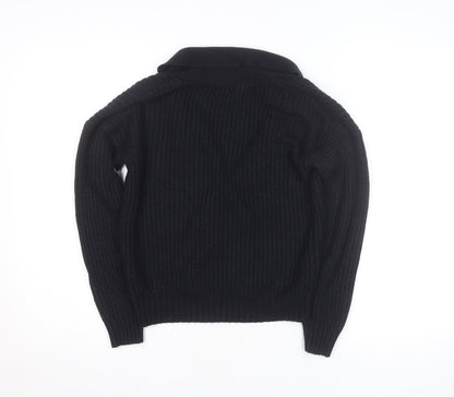 Brave Soul Womens Black Chunky Knit Button Cardigan L