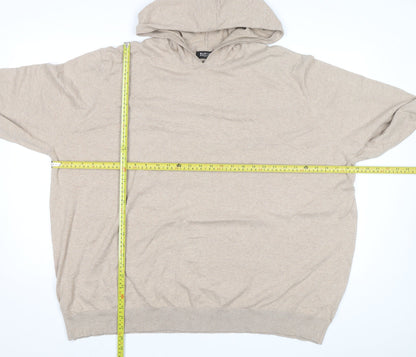 Burton Menswear Beige Cotton Hooded Pullover Jumper 4XL Unisex