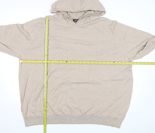 Burton Menswear Beige Cotton Hooded Pullover Jumper 4XL Unisex