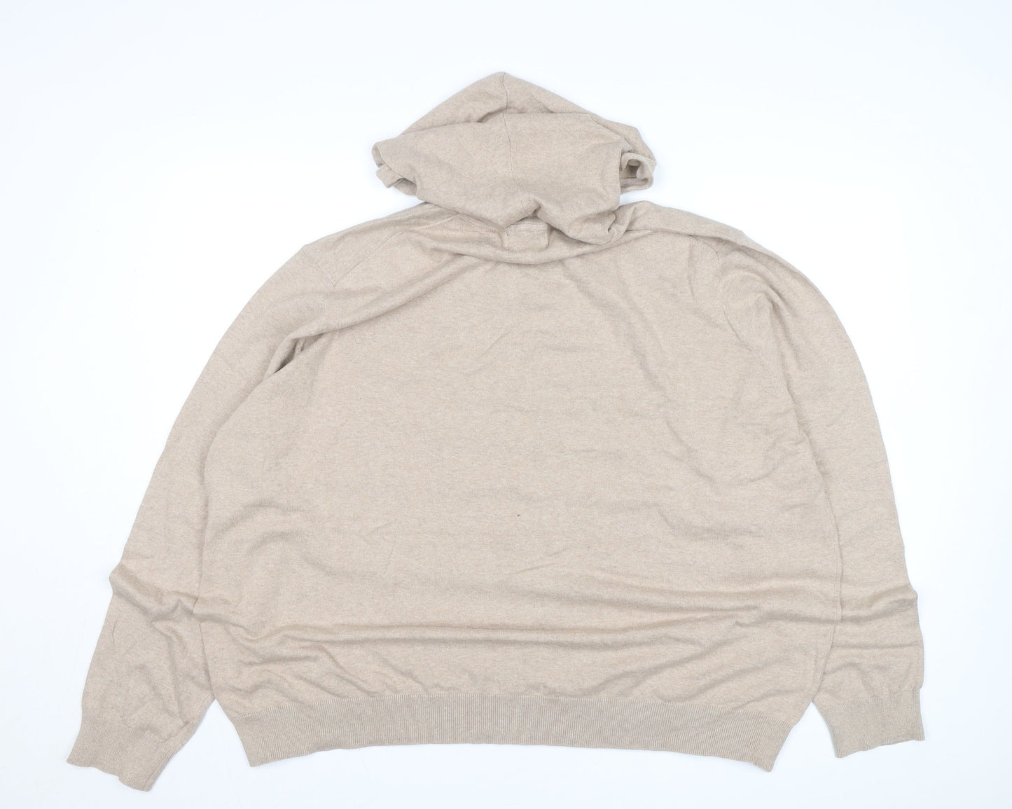 Burton Menswear Beige Cotton Hooded Pullover Jumper 4XL Unisex