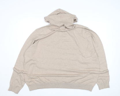 Burton Menswear Beige Cotton Hooded Pullover Jumper 4XL Unisex