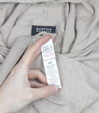Burton Menswear Beige Cotton Hooded Pullover Jumper 4XL Unisex