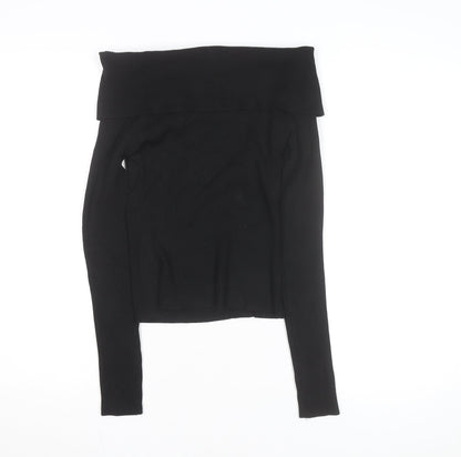 H&M Women’s Black Off Shoulder Long Sleeve Knit Top Size 12