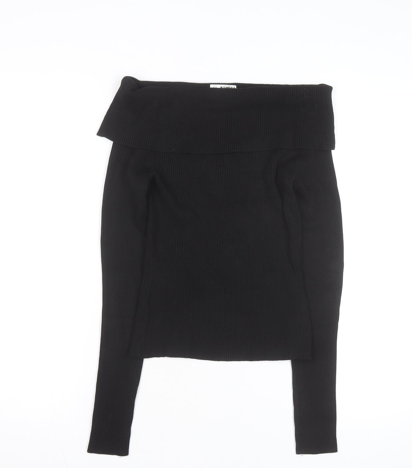 H&M Women’s Black Off Shoulder Long Sleeve Knit Top Size 12