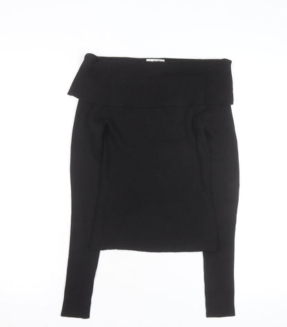 H&M Women’s Black Off Shoulder Long Sleeve Knit Top Size 12