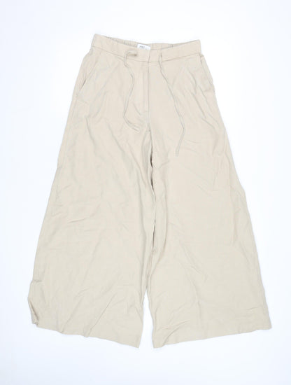 Marks and Spencer Womens Beige Wide-Leg Trousers Size 10 Regular