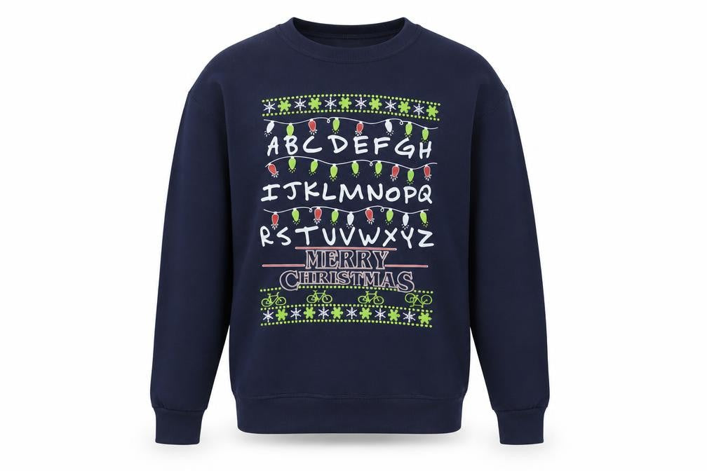 Jerzees Men Blue Christmas Graphic Pullover Sweatshirt S