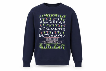 Jerzees Men Blue Christmas Graphic Pullover Sweatshirt S