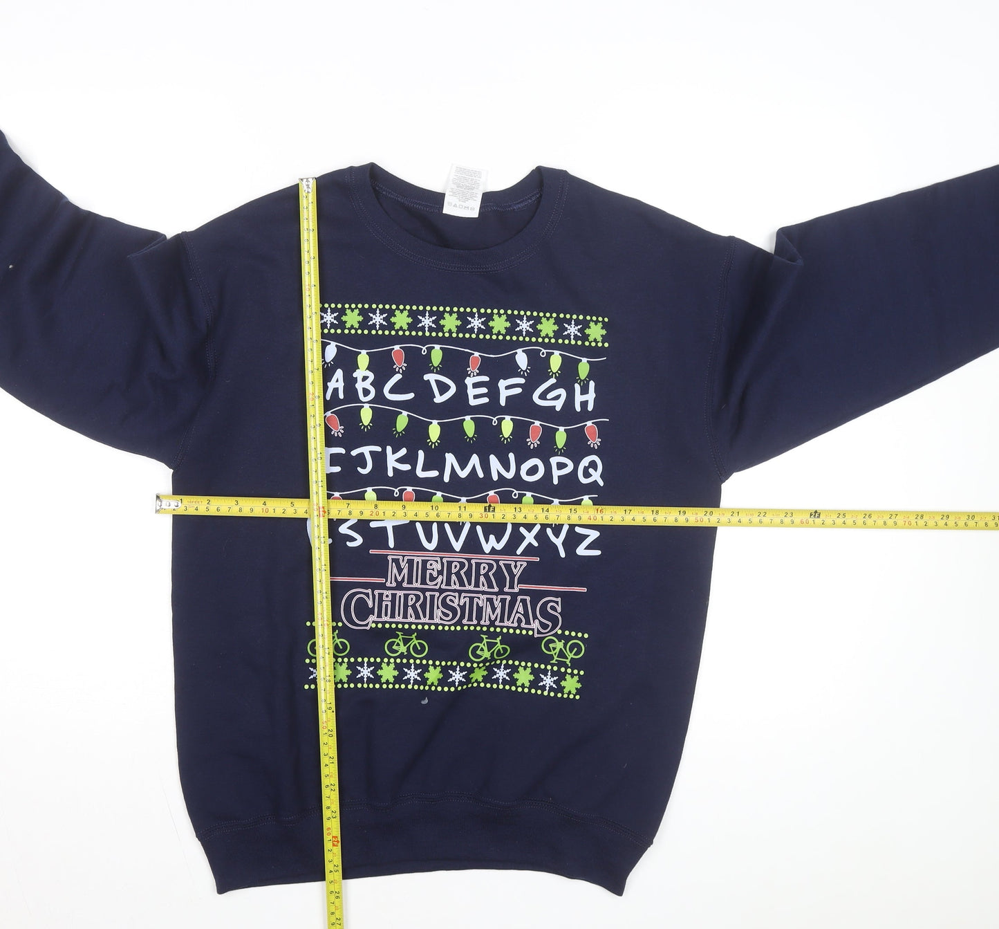 Jerzees Men Blue Christmas Graphic Pullover Sweatshirt S
