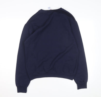 Jerzees Men Blue Christmas Graphic Pullover Sweatshirt S