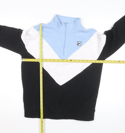 Fila Men's Black Blue White Small Colourblock 1/4 Zip Track Jacket