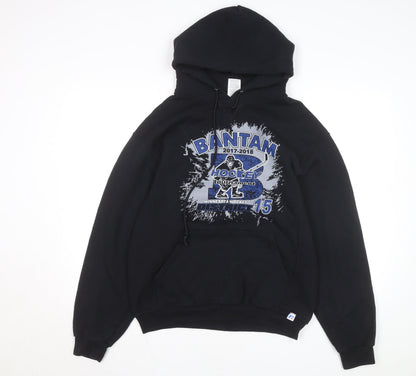 Russell Athletic Men's Black Pullover Hoodie Size M Graphic Print Sportswear