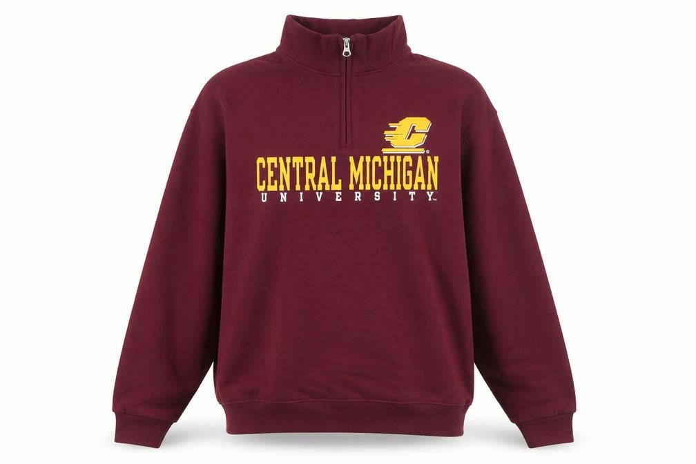 Jerzees Women’s Red Central Michigan 1/4 Zip Basic Fleece Jacket M