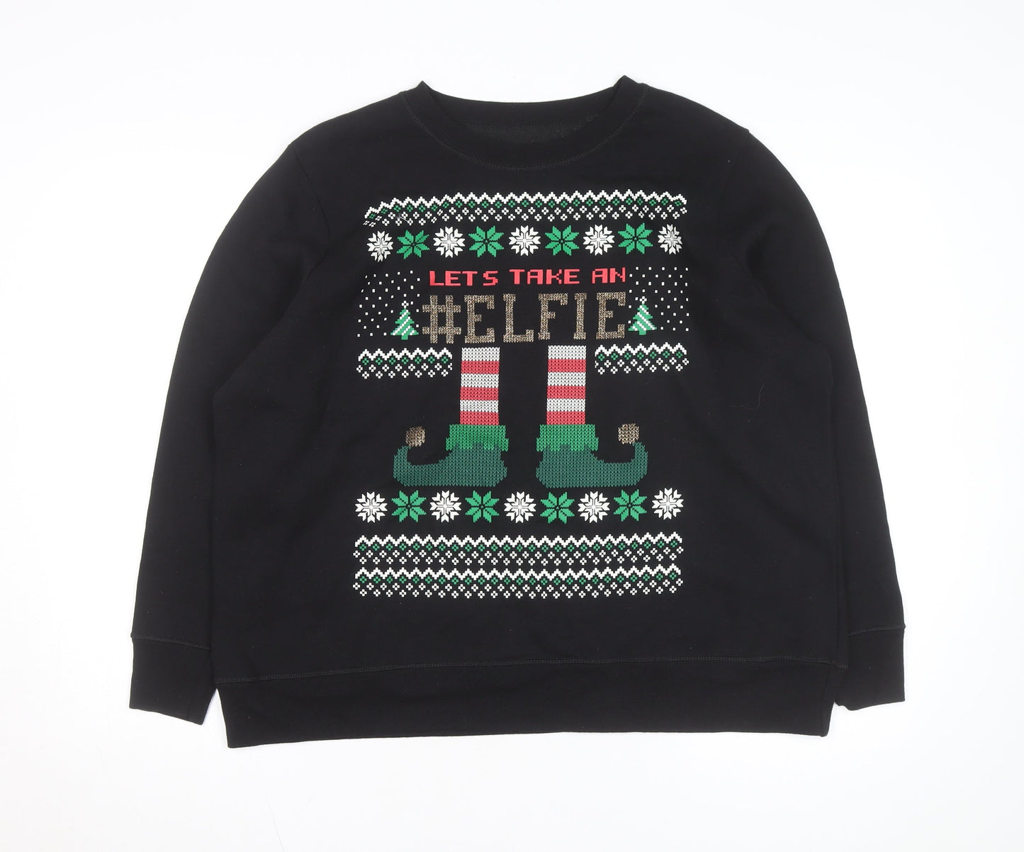 Just My Size Unisex Black Christmas ELFIE Pullover Sweatshirt 2XL