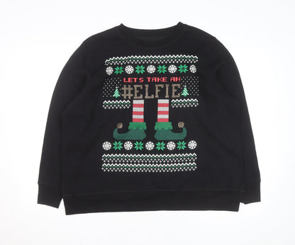 Just My Size Unisex Black Christmas ELFIE Pullover Sweatshirt 2XL