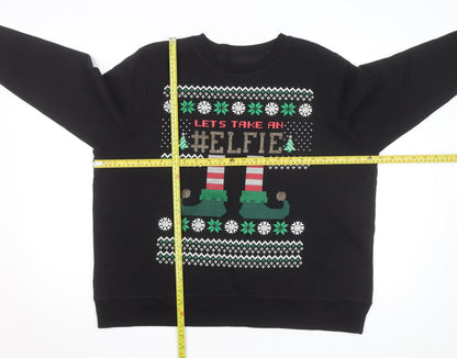 Just My Size Unisex Black Christmas ELFIE Pullover Sweatshirt 2XL