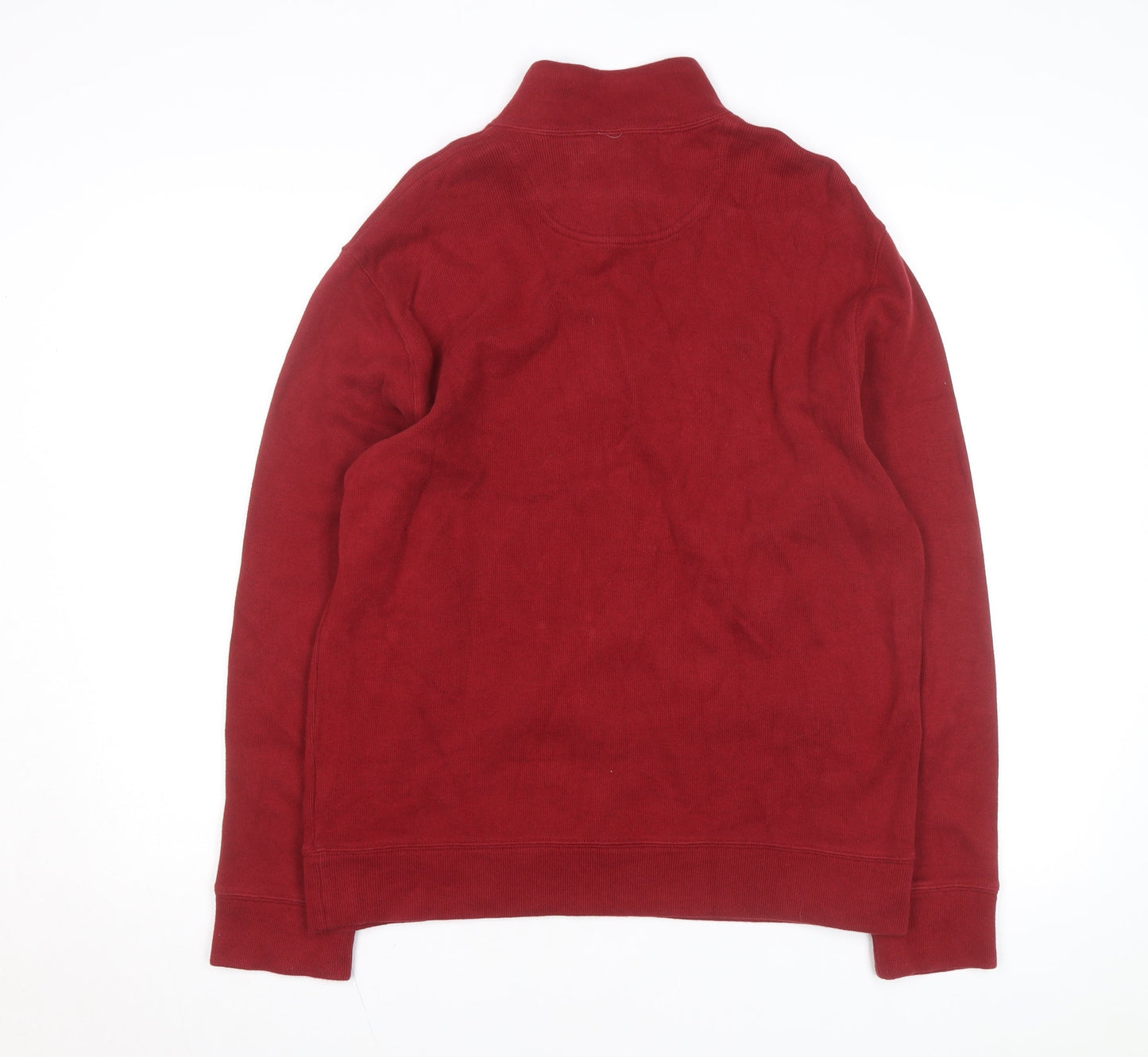 Lands' End Men's Red 1/2 Zip Cotton Mid-Length Jacket M