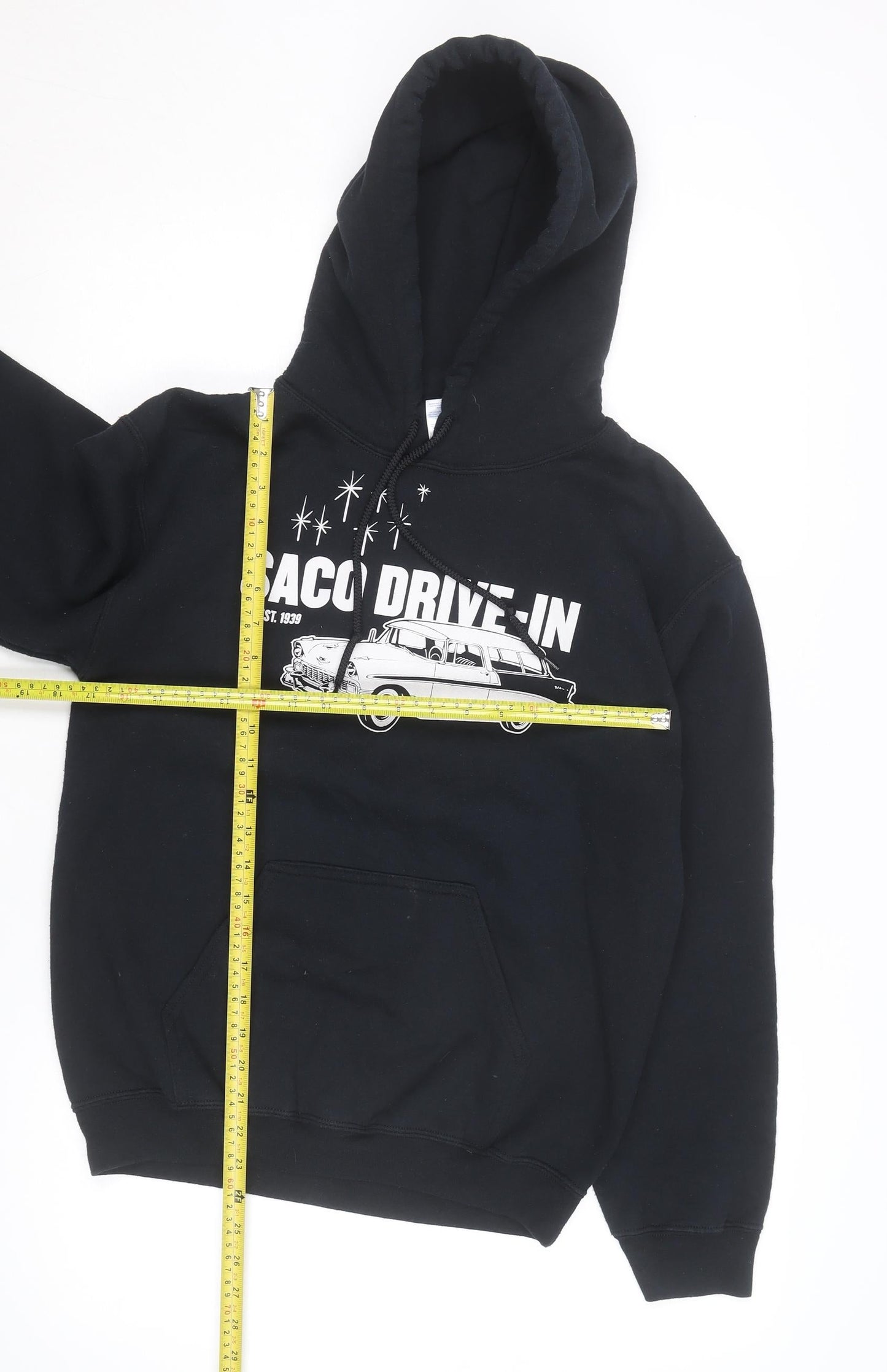 Gildan Men's Black Saco Drive-In Pullover Hoodie Size S