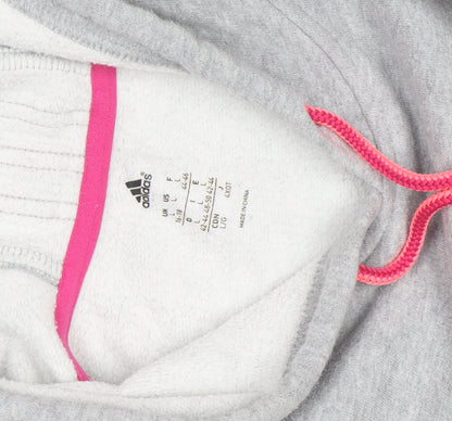 Adidas Womens Grey Hoodie Size L 16-18 Pullover Pink Logo Sportswear