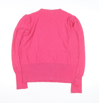 Marks and Spencer Women Pink Knit Quilted Long Sleeve Blouse Size 12