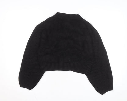 H&M Divided Women's Black Cable Knit V-Neck Cardigan Size 8