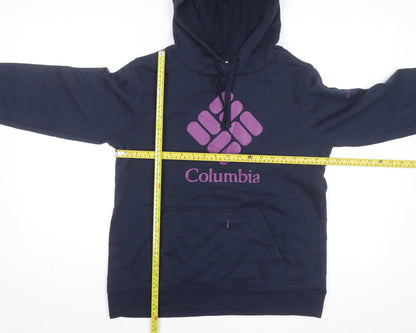 Columbia Women Blue Hooded Basic Jacket M Regular Fit Pullover