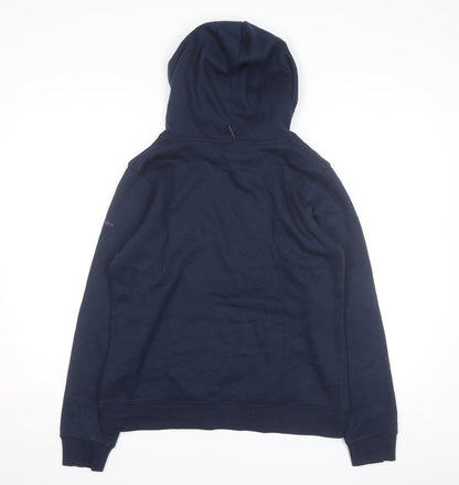 Columbia Women Blue Hooded Basic Jacket M Regular Fit Pullover