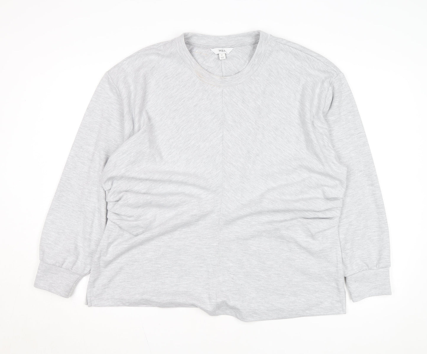 Marks and Spencer Women's Grey Crew Neck Cotton Pullover Jumper XL