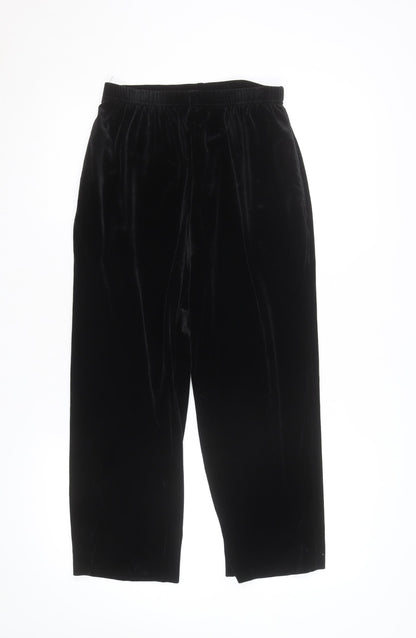 Sami & Jo Petite Black Velvet Straight Trousers Size S