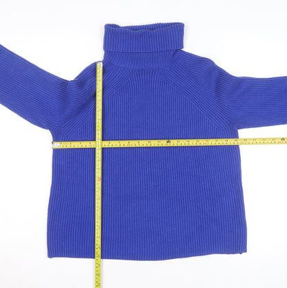 Marks and Spencer Women Blue Roll Neck Wool Blend Jumper Size S
