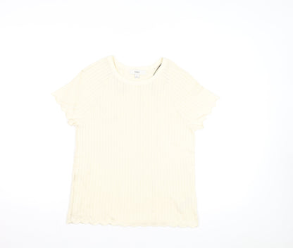 Marks and Spencer Women's Ivory Knit Short Sleeve T-Shirt M