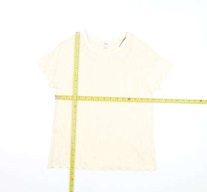 Marks and Spencer Women's Ivory Knit Short Sleeve T-Shirt M