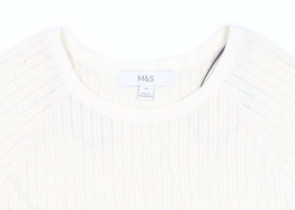 Marks and Spencer Women's Ivory Knit Short Sleeve T-Shirt M