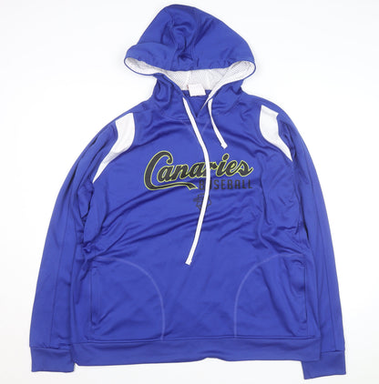 Team 365 Men Blue 2XL Baseball Hooded Track Jacket Polyester