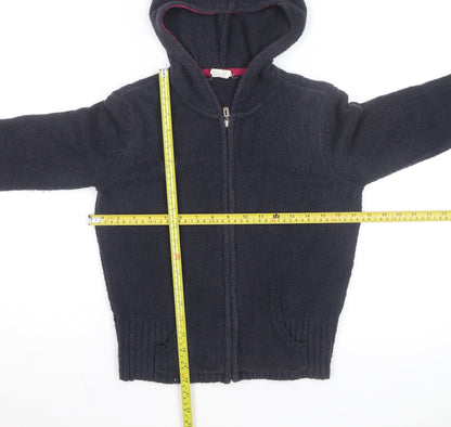Tommy Jeans Women's Navy Wool Full Zip Hooded Jumper Size L