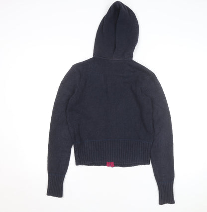 Tommy Jeans Women's Navy Wool Full Zip Hooded Jumper Size L