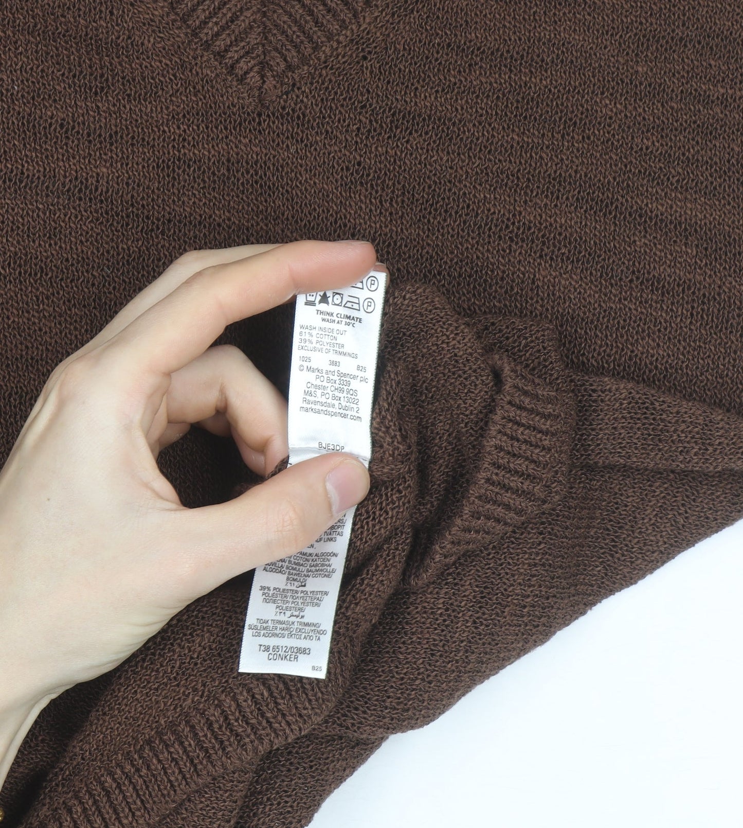 Marks and Spencer Women's Brown V-Neck Knit Short Sleeve Top Size S