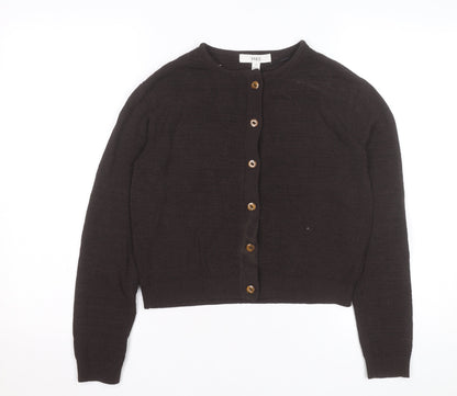 Marks and Spencer Womens Brown Wool Cardigan XS Crew Neck