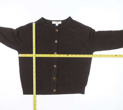 Marks and Spencer Womens Brown Wool Cardigan XS Crew Neck
