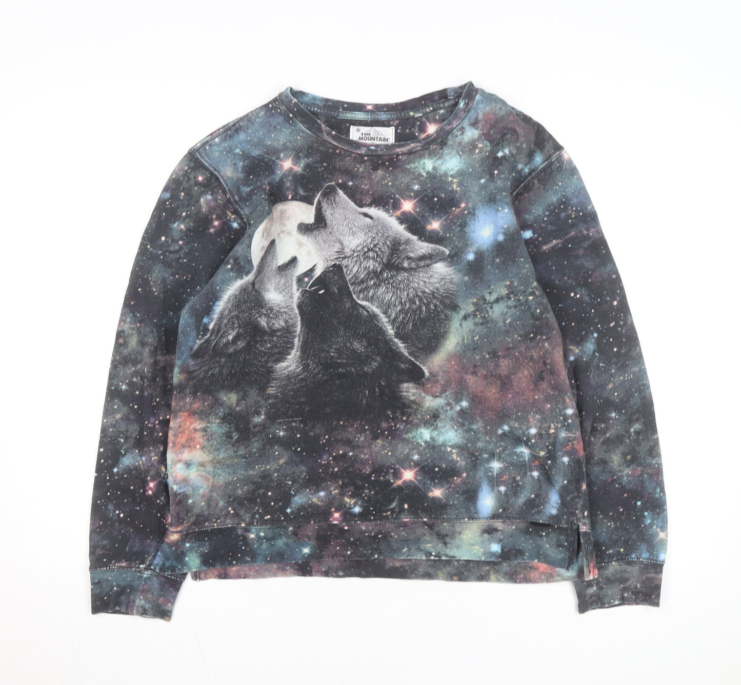 The Mountain Men's Multicoloured Wolf Galaxy Pullover Sweatshirt L